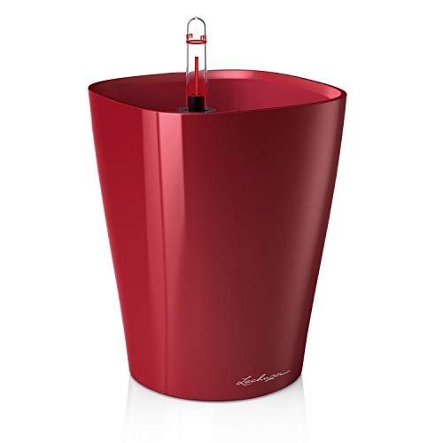 Lechuza 14919 Deltini Self-Watering Garden Planter for Indoor and Outdoor Use, 6" x 6" x 7", Scarlet